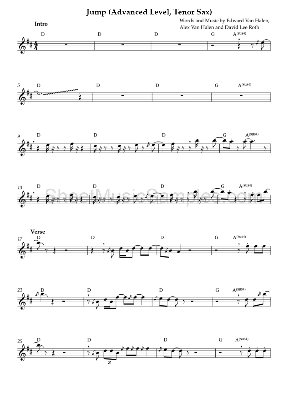 Jump (Advanced Level, Tenor Sax)