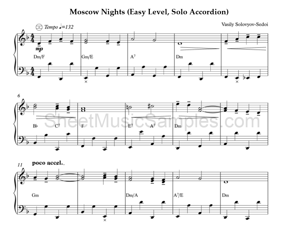 Moscow Nights (Easy Level, Solo Accordion)