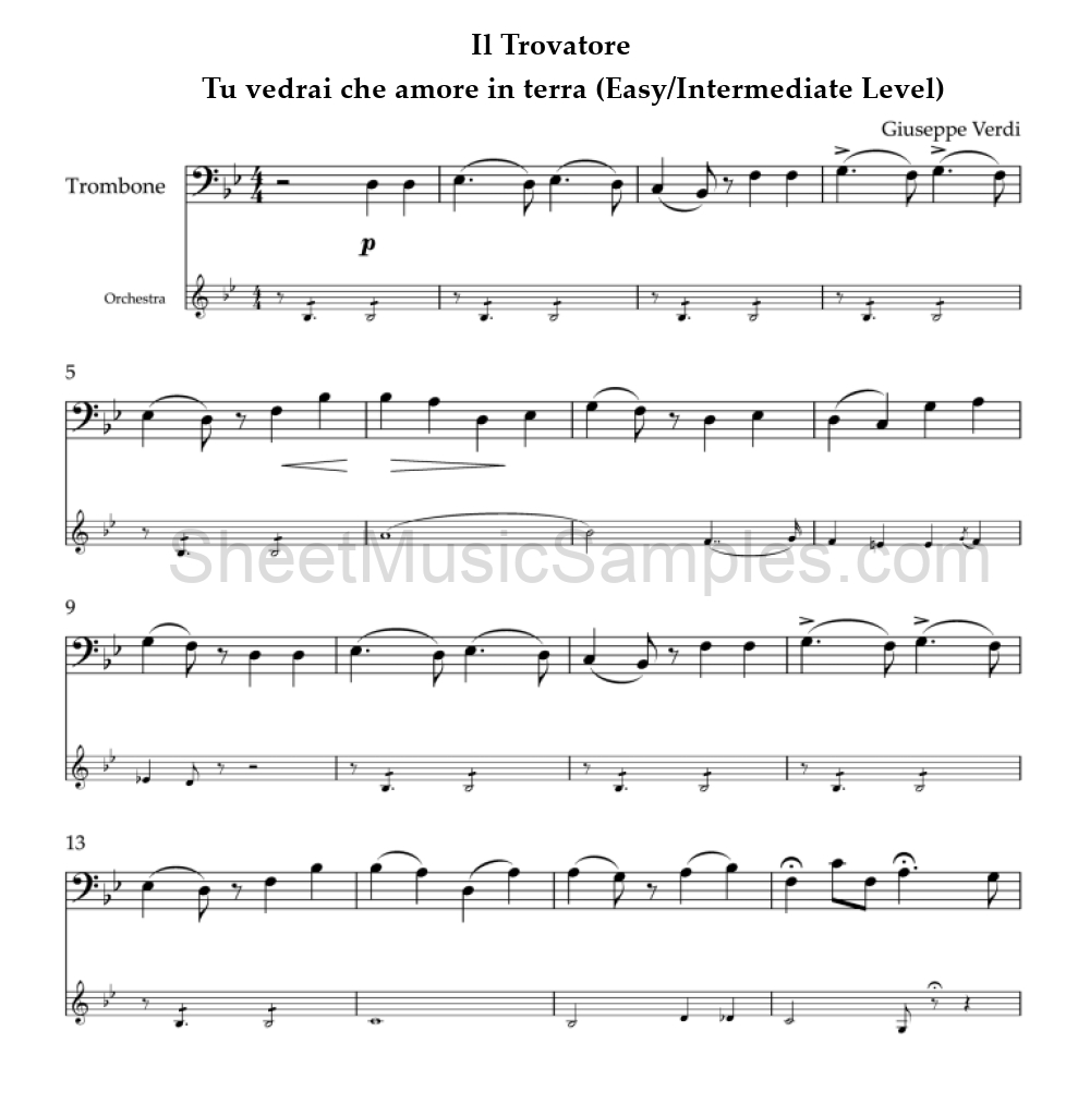 Il Trovatore - Tu vedrai che amore in terra (Easy/Intermediate Level)