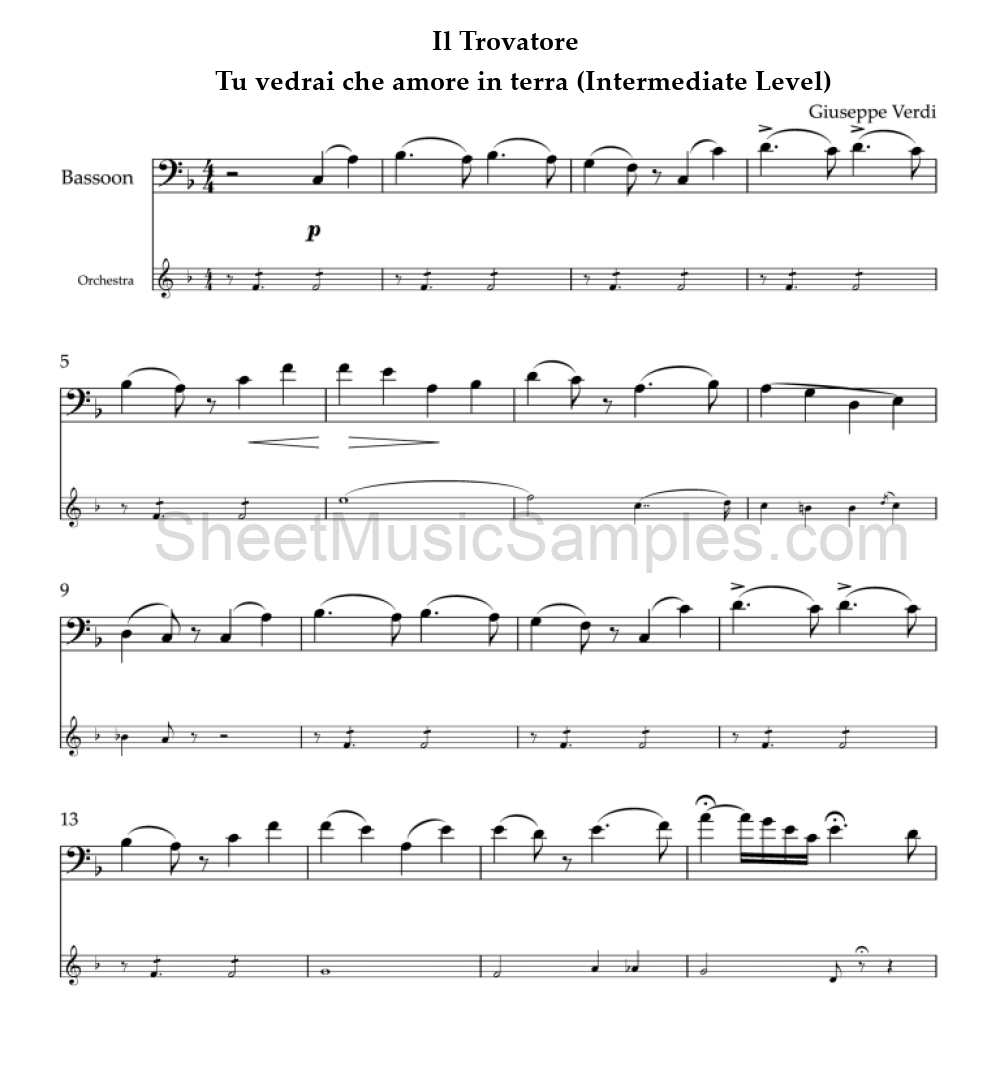 Il Trovatore - Tu vedrai che amore in terra (Intermediate Level)