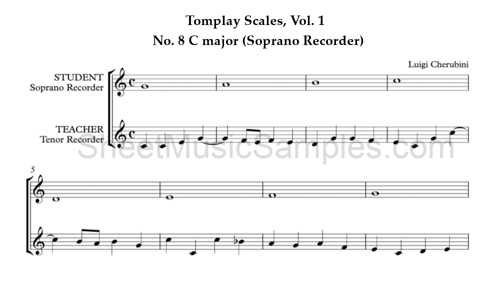 Tomplay Scales, Vol. 1 - No. 8 C major (Soprano Recorder)