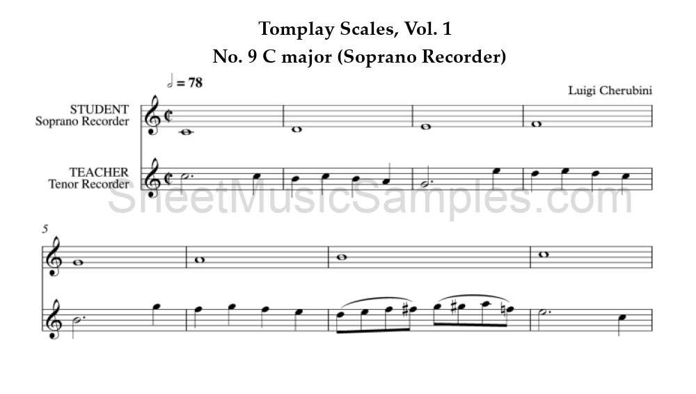 Tomplay Scales, Vol. 1 - No. 9 C major (Soprano Recorder)