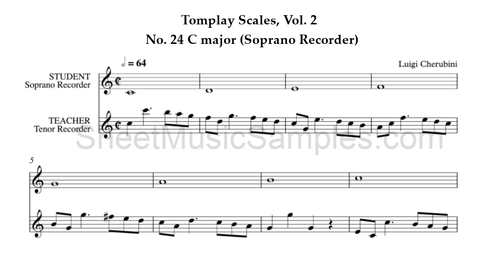 Tomplay Scales, Vol. 2 - No. 24 C major (Soprano Recorder)