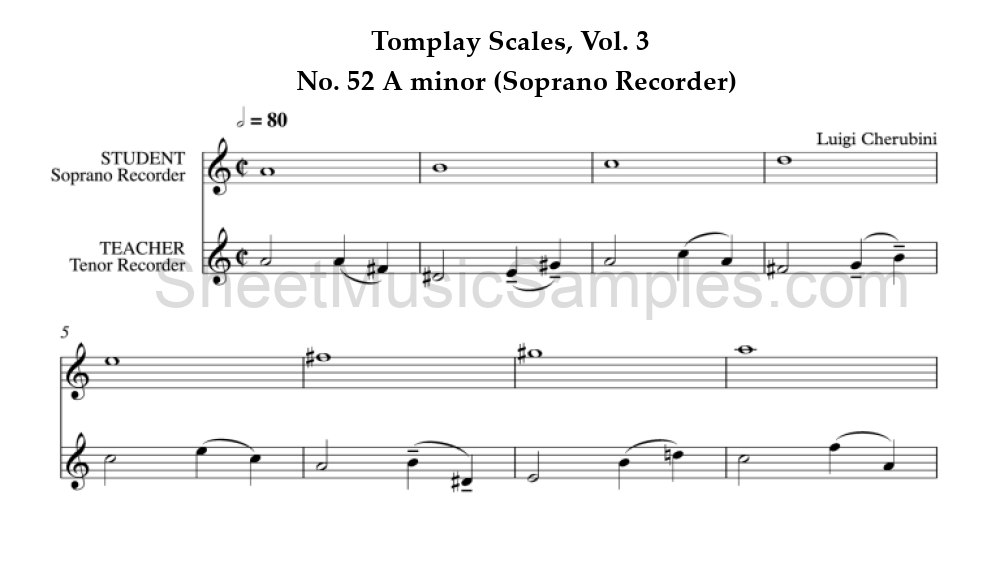 Tomplay Scales, Vol. 3 - No. 52 A minor (Soprano Recorder)