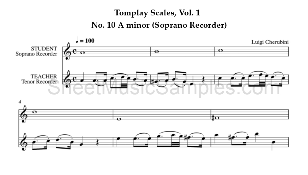 Tomplay Scales, Vol. 1 - No. 10 A minor (Soprano Recorder)