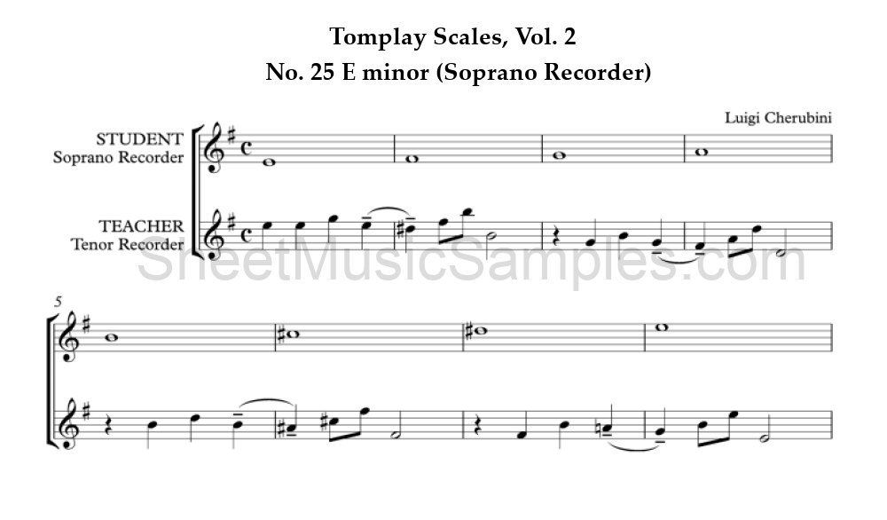 Tomplay Scales, Vol. 2 - No. 25 E minor (Soprano Recorder)