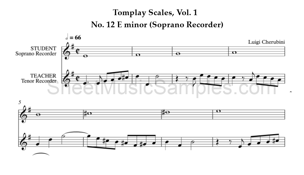 Tomplay Scales, Vol. 1 - No. 12 E minor (Soprano Recorder)