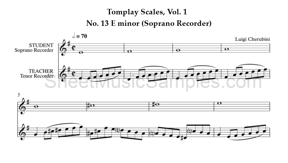 Tomplay Scales, Vol. 1 - No. 13 E minor (Soprano Recorder)