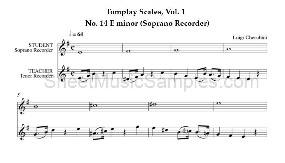 Tomplay Scales, Vol. 1 - No. 14 E minor (Soprano Recorder)