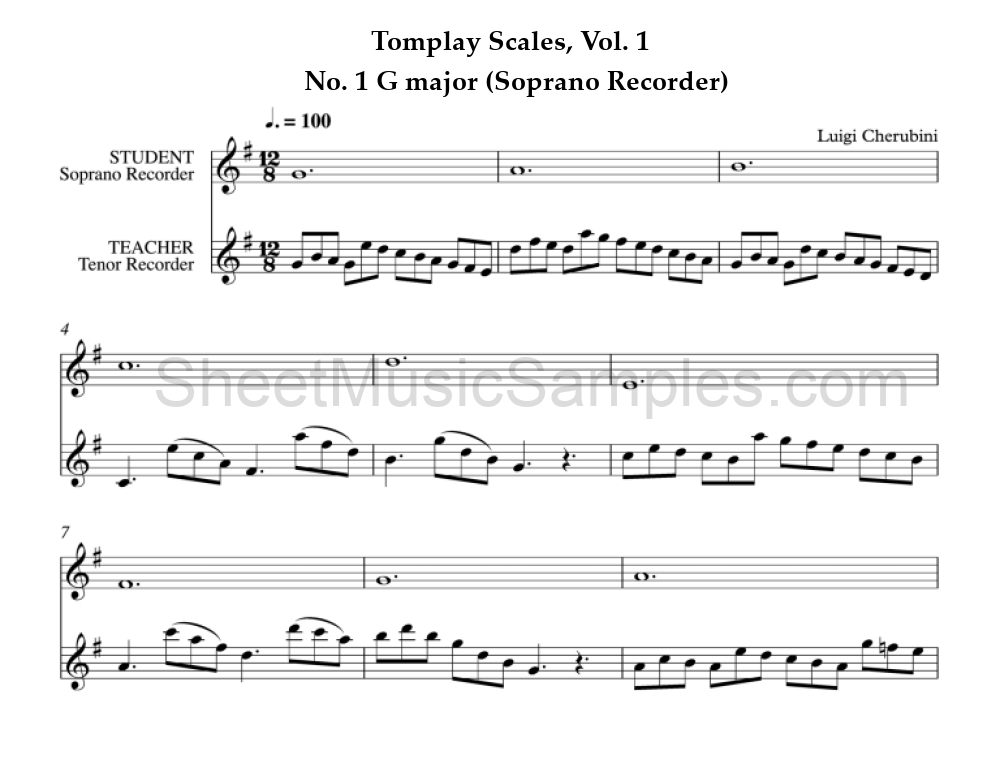 Tomplay Scales, Vol. 1 - No. 1 G major (Soprano Recorder)