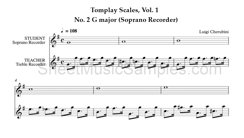 Tomplay Scales, Vol. 1 - No. 2 G major (Soprano Recorder)