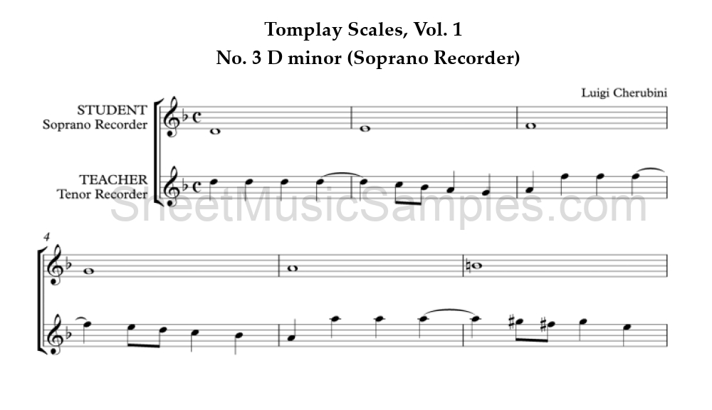 Tomplay Scales, Vol. 1 - No. 3 D minor (Soprano Recorder)