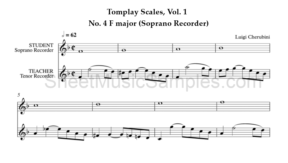 Tomplay Scales, Vol. 1 - No. 4 F major (Soprano Recorder)