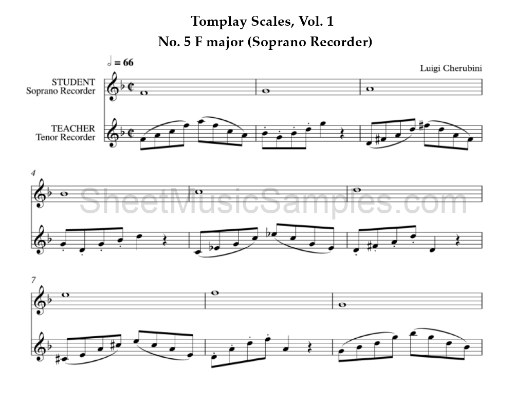 Tomplay Scales, Vol. 1 - No. 5 F major (Soprano Recorder)