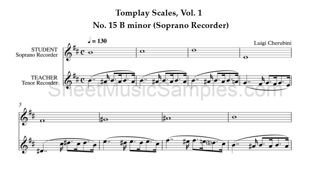 Tomplay Scales, Vol. 1 - No. 15 B minor (Soprano Recorder)