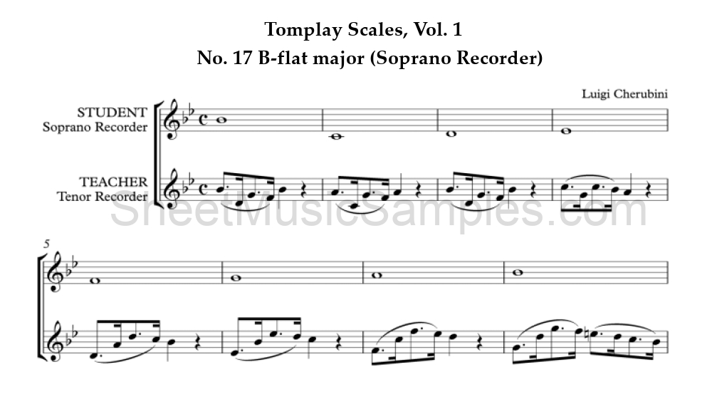 Tomplay Scales, Vol. 1 - No. 17 B-flat major (Soprano Recorder)