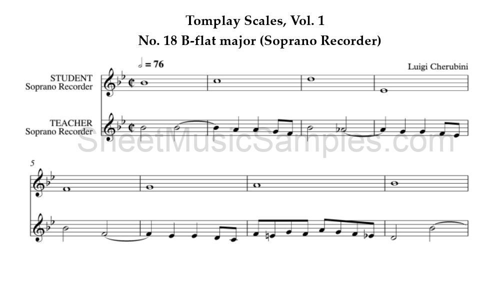 Tomplay Scales, Vol. 1 - No. 18 B-flat major (Soprano Recorder)