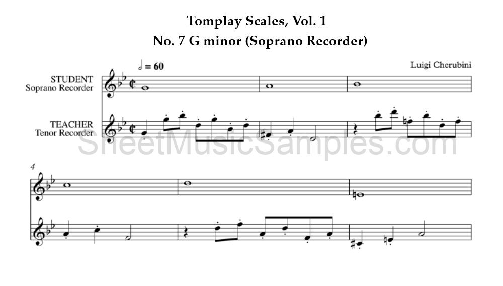 Tomplay Scales, Vol. 1 - No. 7 G minor (Soprano Recorder)