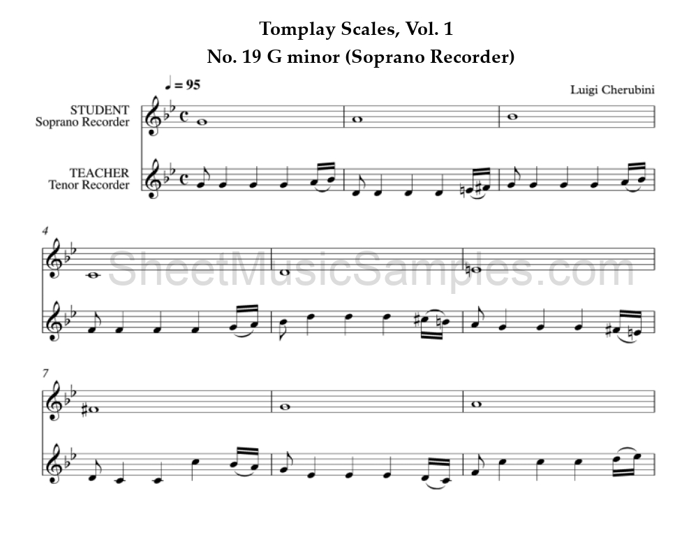 Tomplay Scales, Vol. 1 - No. 19 G minor (Soprano Recorder)