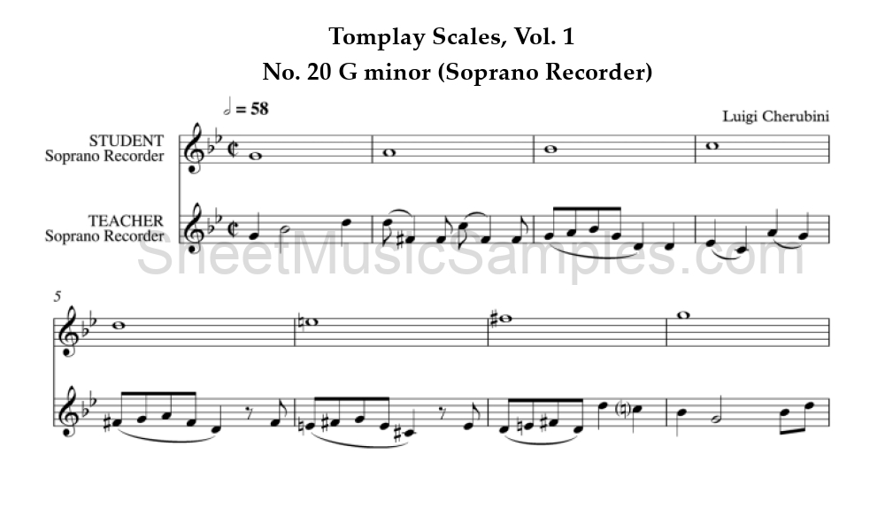 Tomplay Scales, Vol. 1 - No. 20 G minor (Soprano Recorder)