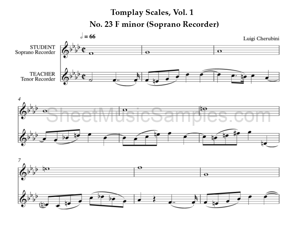 Tomplay Scales, Vol. 1 - No. 23 F minor (Soprano Recorder)