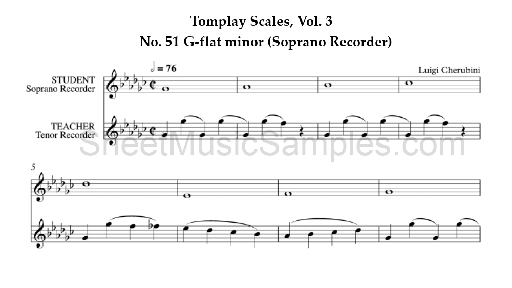 Tomplay Scales, Vol. 3 - No. 51 G-flat minor (Soprano Recorder)