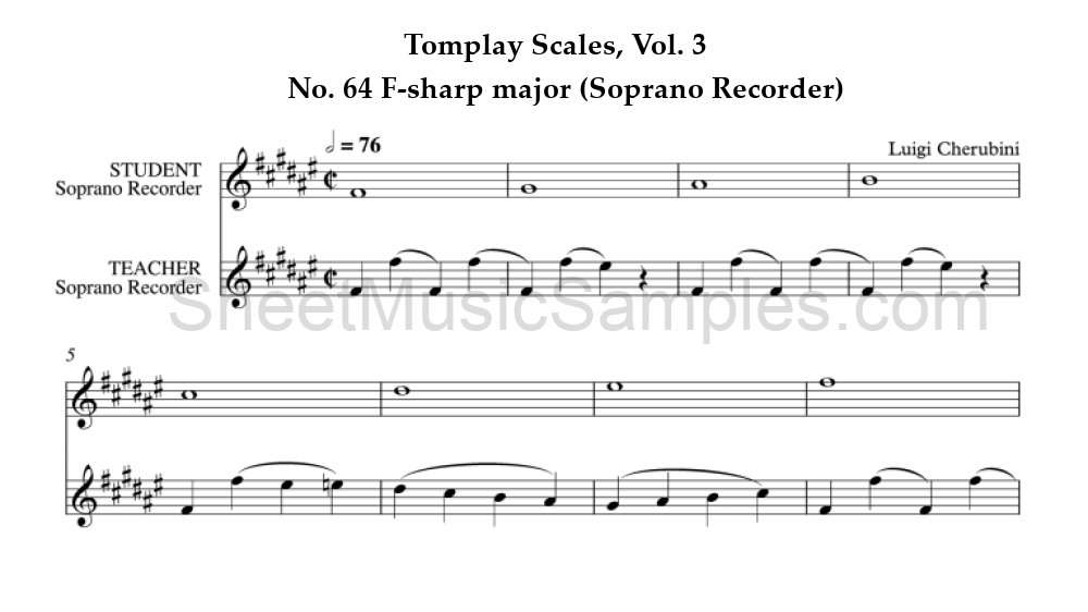 Tomplay Scales, Vol. 3 - No. 64 F-sharp major (Soprano Recorder)