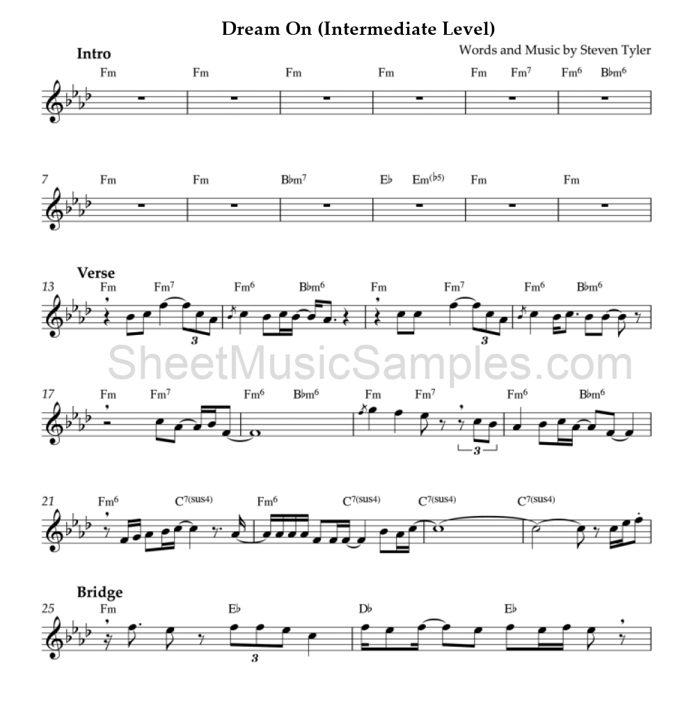 Dream On (Intermediate Level)