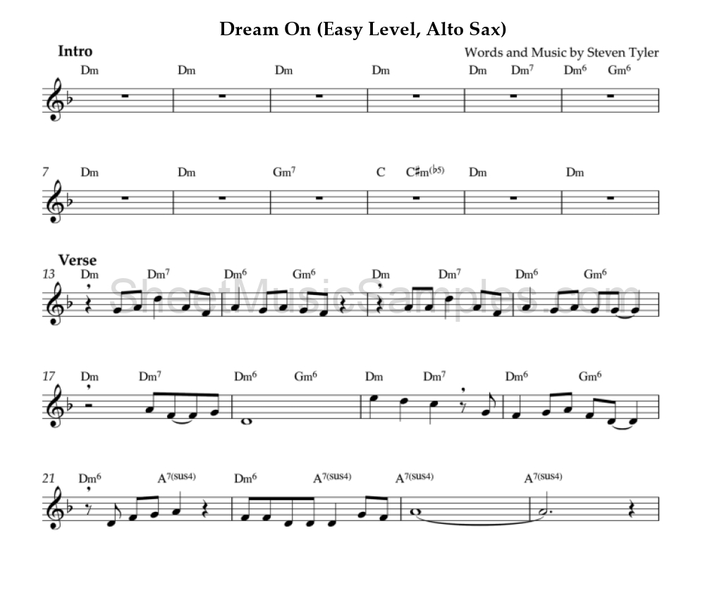 Dream On (Easy Level, Alto Sax)