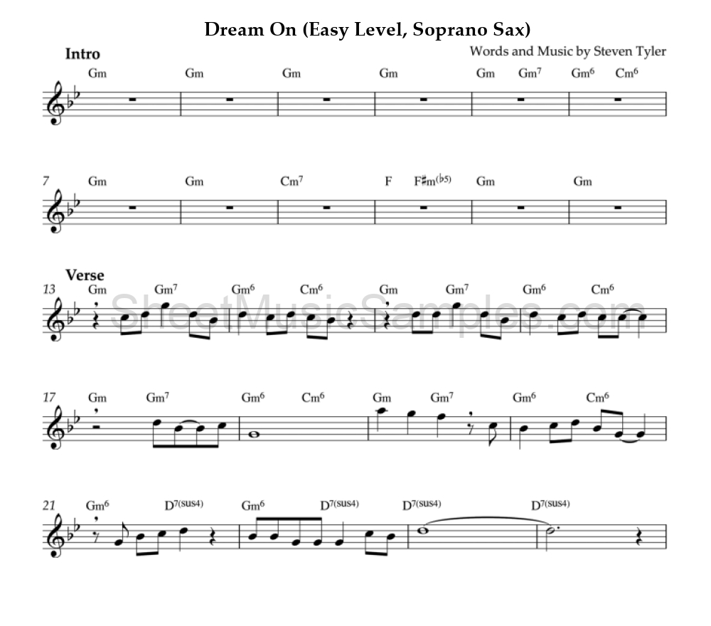 Dream On (Easy Level, Soprano Sax)