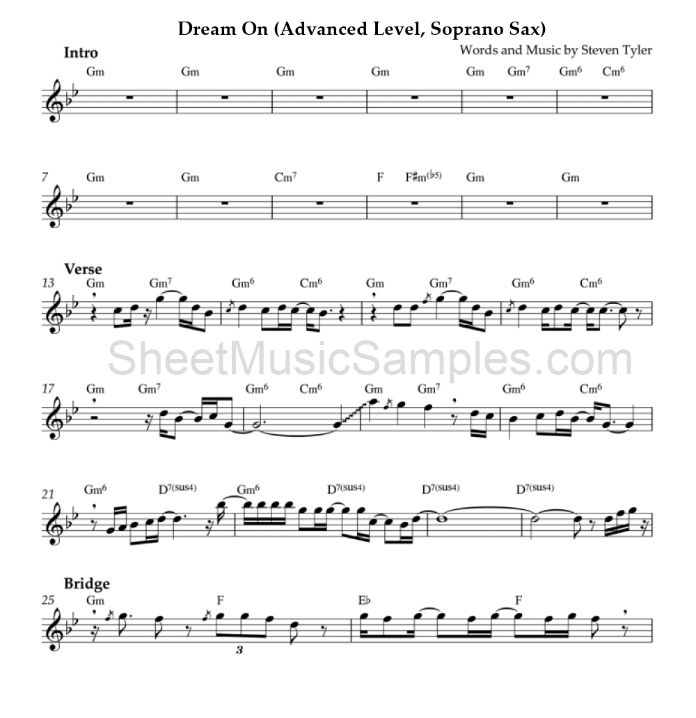 Dream On (Advanced Level, Soprano Sax)