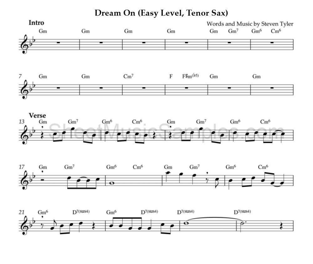 Dream On (Easy Level, Tenor Sax)