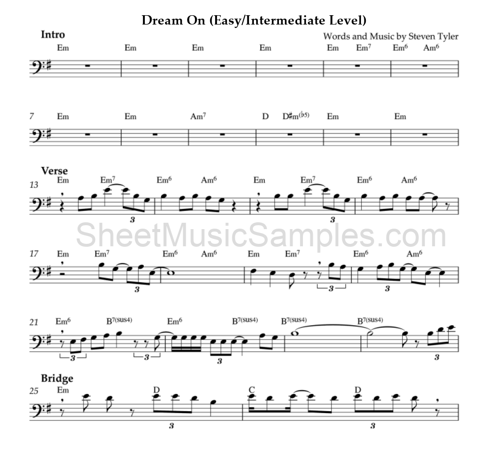 Dream On (Easy/Intermediate Level)