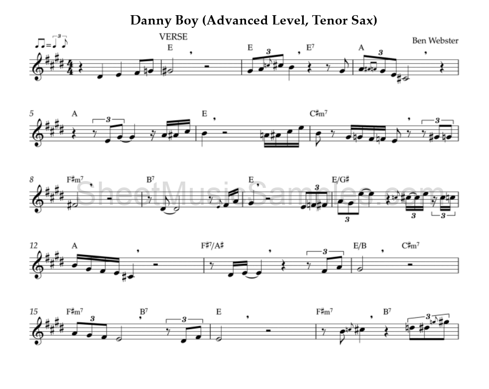 Danny Boy (Advanced Level, Tenor Sax)