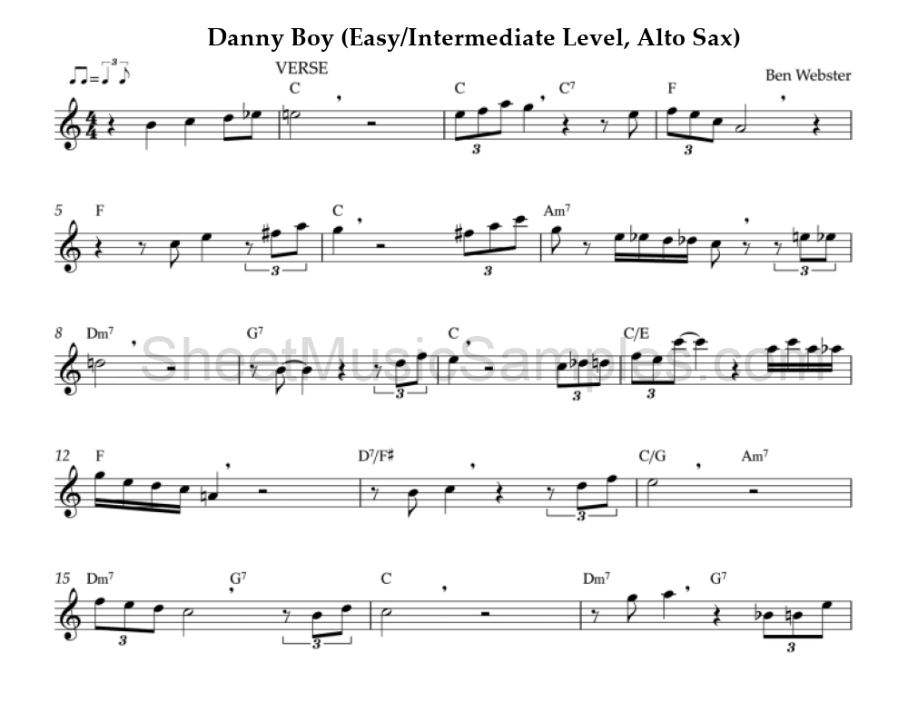 Danny Boy (Easy/Intermediate Level, Alto Sax)