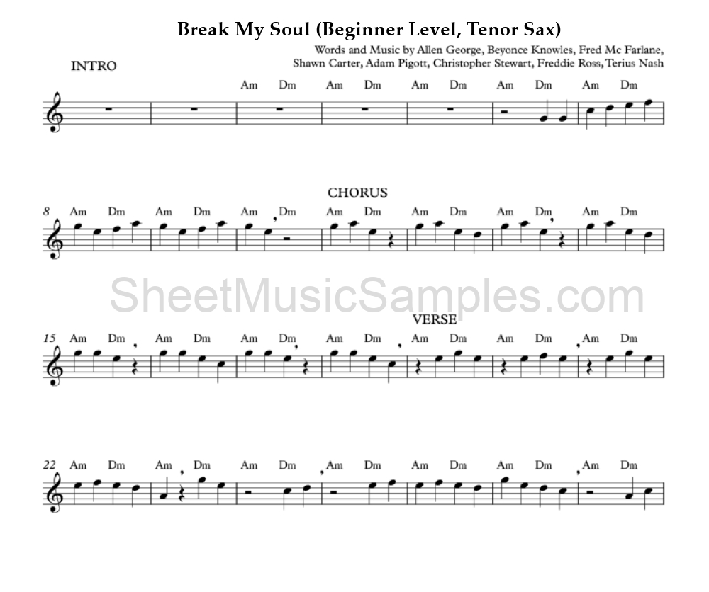 Break My Soul (Beginner Level, Tenor Sax)