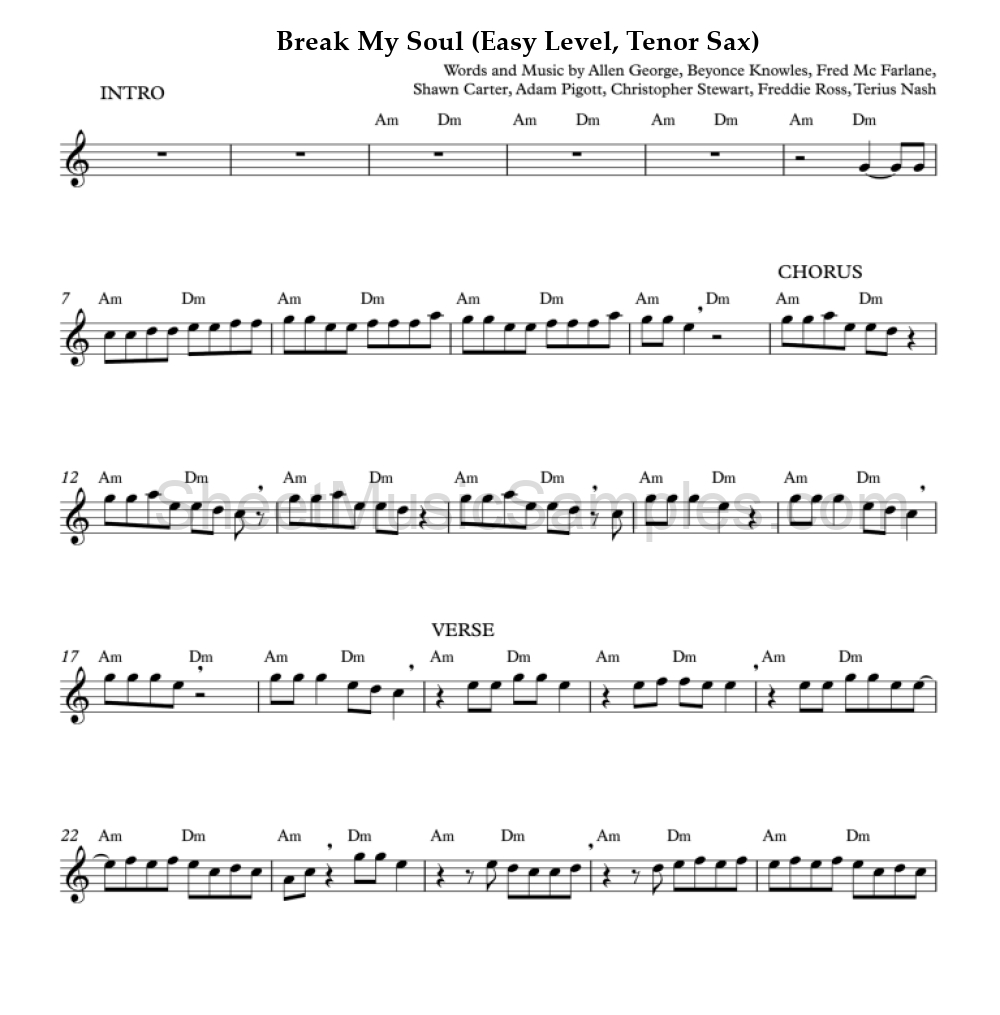 Break My Soul (Easy Level, Tenor Sax)