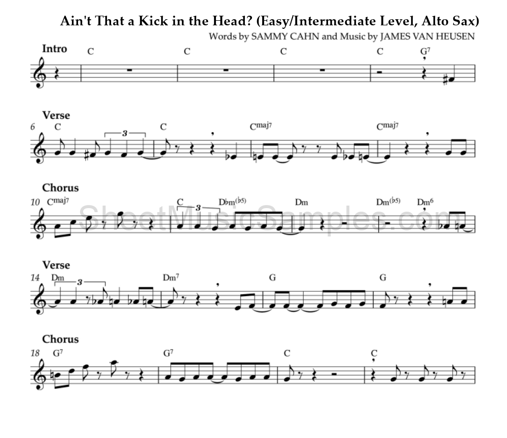 Ain't That a Kick in the Head? (Easy/Intermediate Level, Alto Sax)