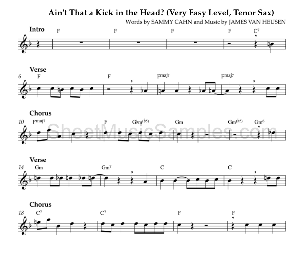 Ain't That a Kick in the Head? (Very Easy Level, Tenor Sax)