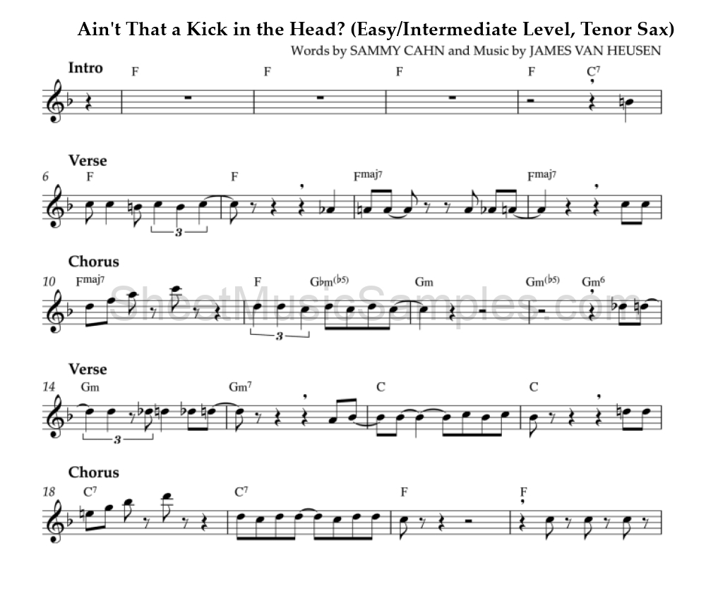 Ain't That a Kick in the Head? (Easy/Intermediate Level, Tenor Sax)