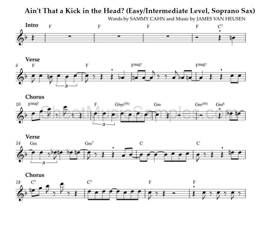 Ain't That a Kick in the Head? (Easy/Intermediate Level, Soprano Sax)