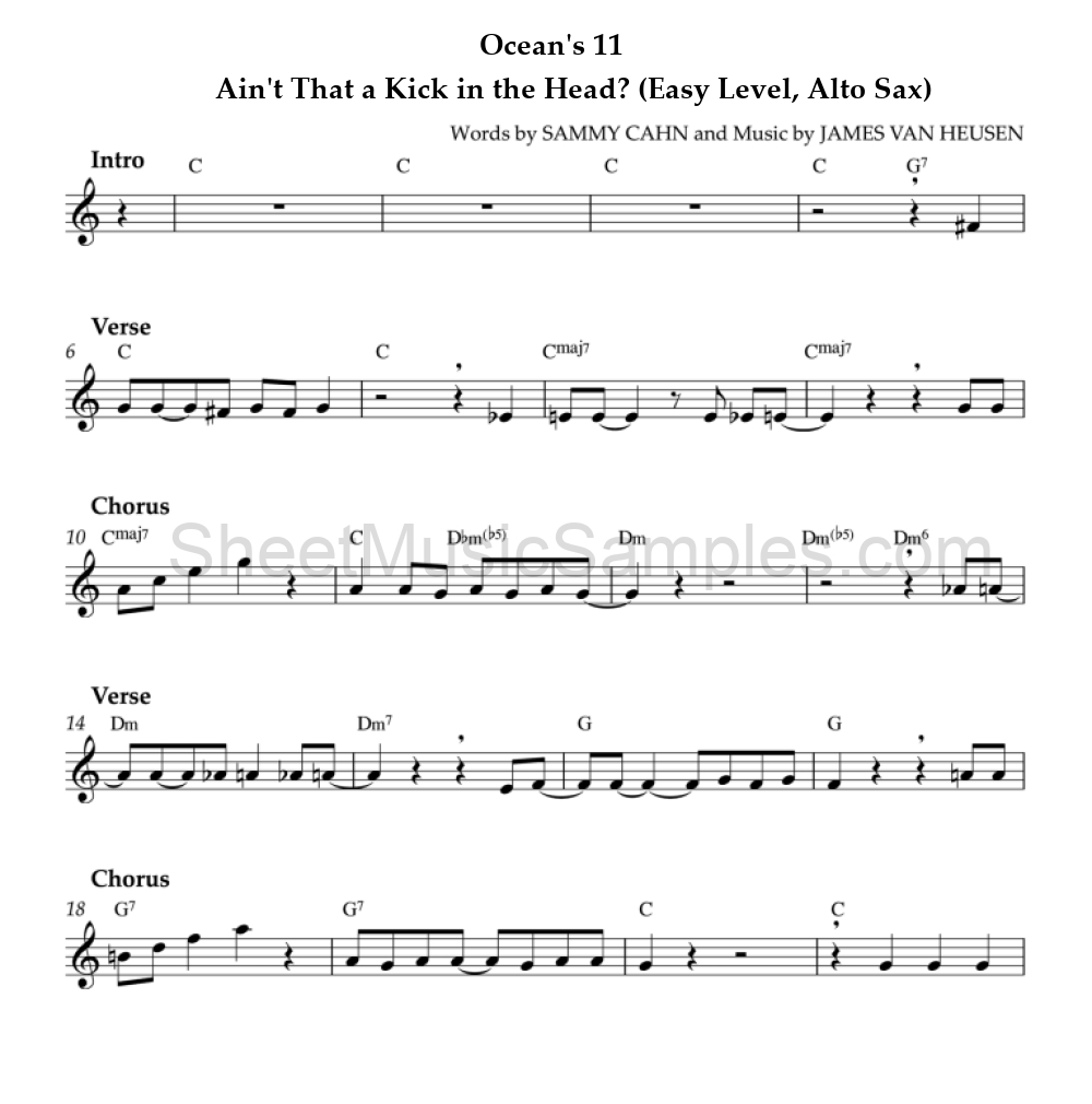 Ocean's 11 - Ain't That a Kick in the Head? (Easy Level, Alto Sax)