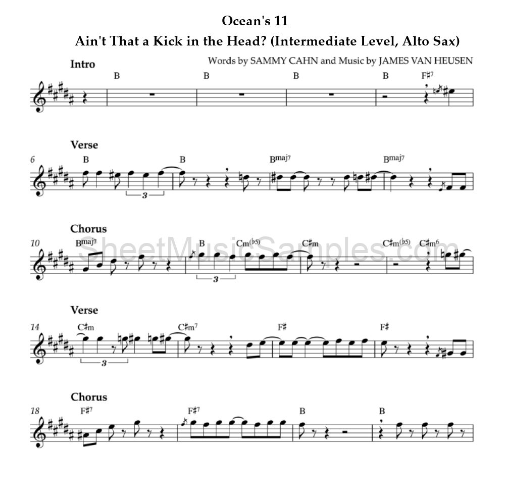 Ocean's 11 - Ain't That a Kick in the Head? (Intermediate Level, Alto Sax)