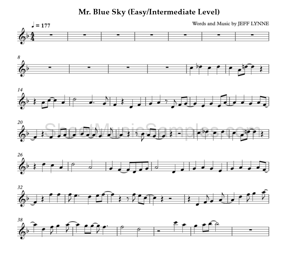 Mr. Blue Sky (Easy/Intermediate Level)