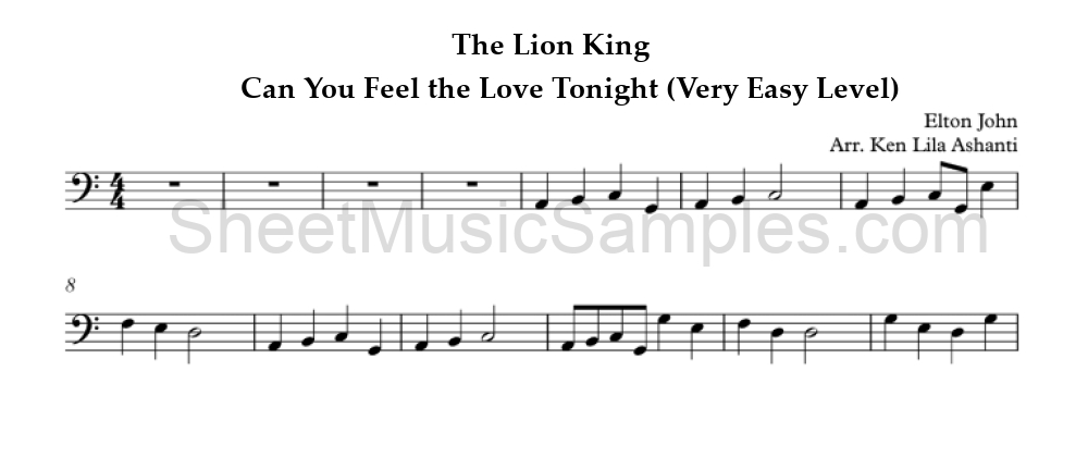 The Lion King - Can You Feel the Love Tonight (Very Easy Level)