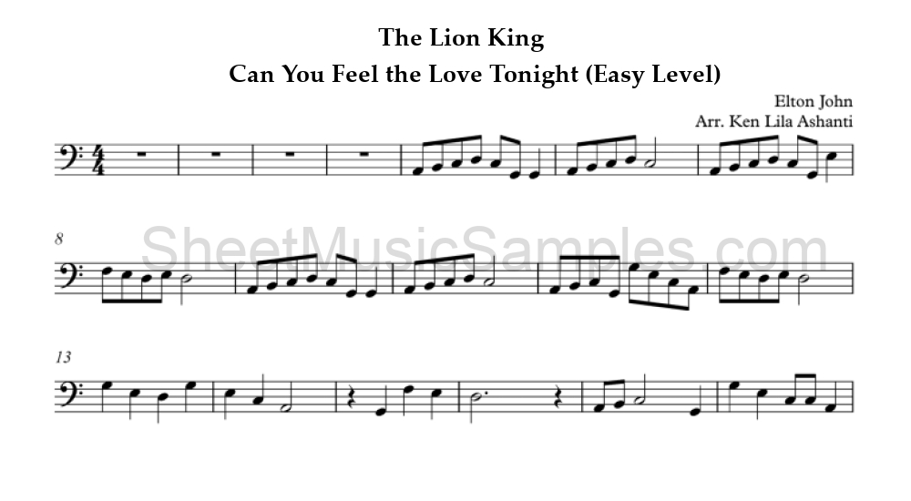 The Lion King - Can You Feel the Love Tonight (Easy Level)