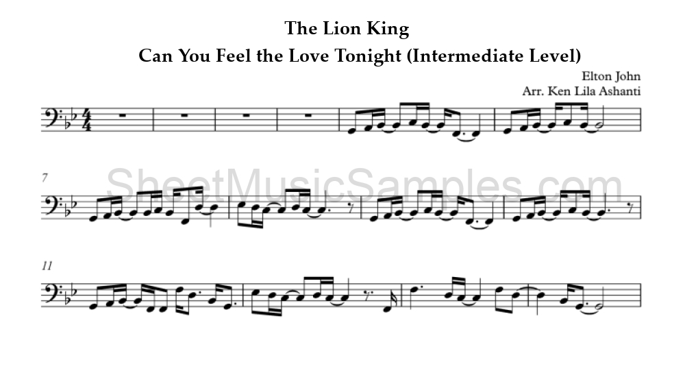 The Lion King - Can You Feel the Love Tonight (Intermediate Level)