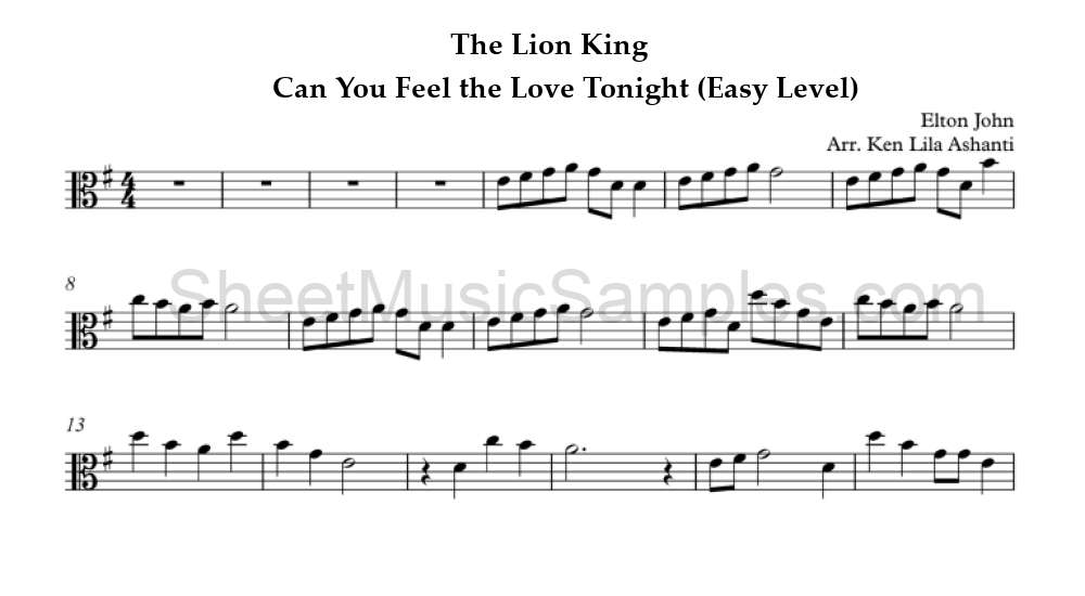 The Lion King - Can You Feel the Love Tonight (Easy Level)