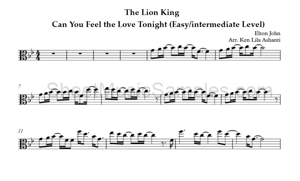 The Lion King - Can You Feel the Love Tonight (Easy/intermediate Level)