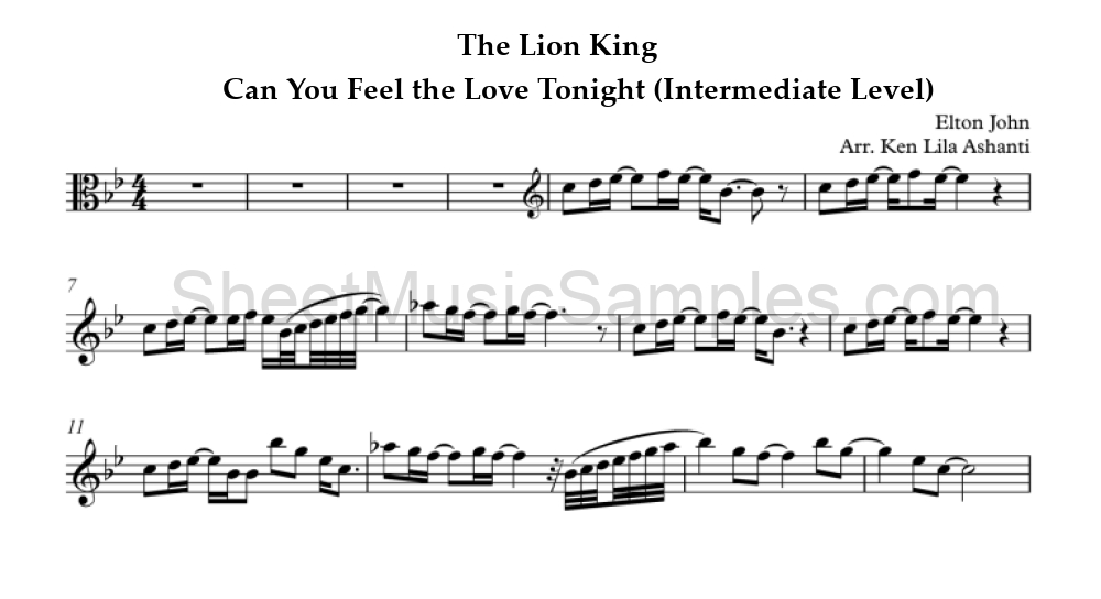 The Lion King - Can You Feel the Love Tonight (Intermediate Level)